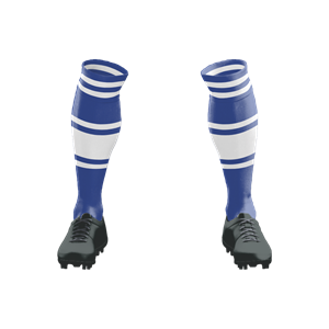 Socks 075 Royal/White Stripes & Hoops Stock Long Socks ($12 - $14). (x 30)
