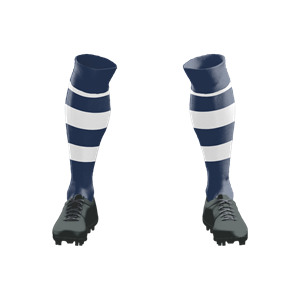 Socks 043 Navy/White Hoops Stock Long Socks ($12 - $14). (x 10)
