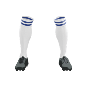 Socks 069 White/2 Royal Stripes Stock Long Socks ($12 - $14). (x 25)