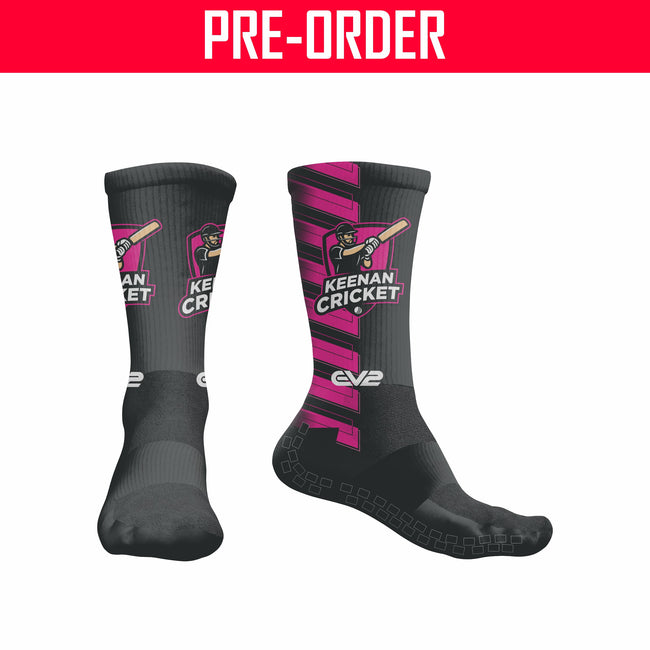 Keenan Cricket - Pro Crew Sock with Grip - BLACK