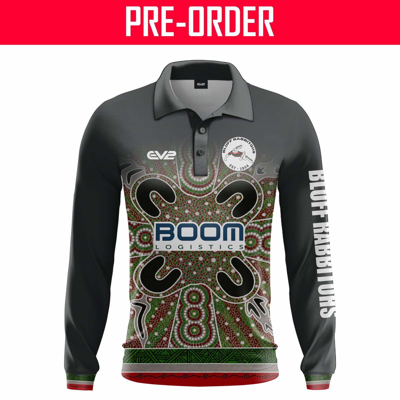 Bluff Rabbitohs RLFC - Fishing Shirt - Indigenous Black