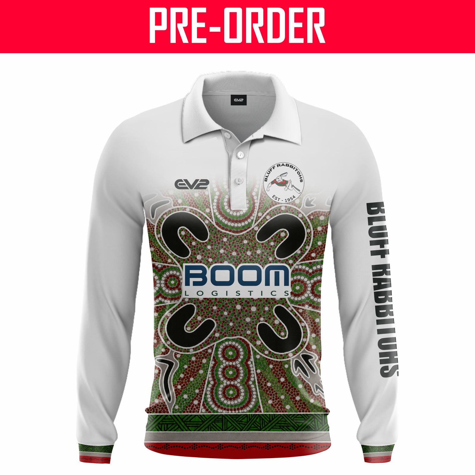Bluff Rabbitohs RLFC - Fishing Shirt - Indigenous White