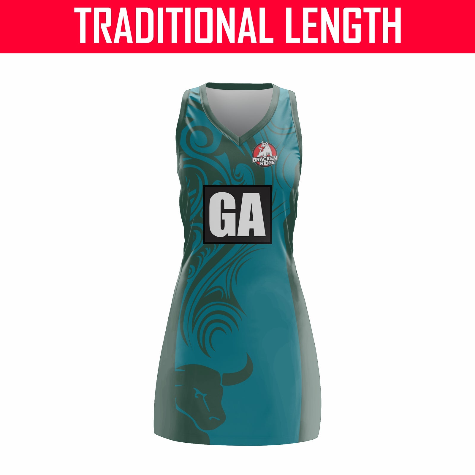 Bracken Ridge Bulls - Indoor Netball Dress (TRADITIONAL LENGTH)