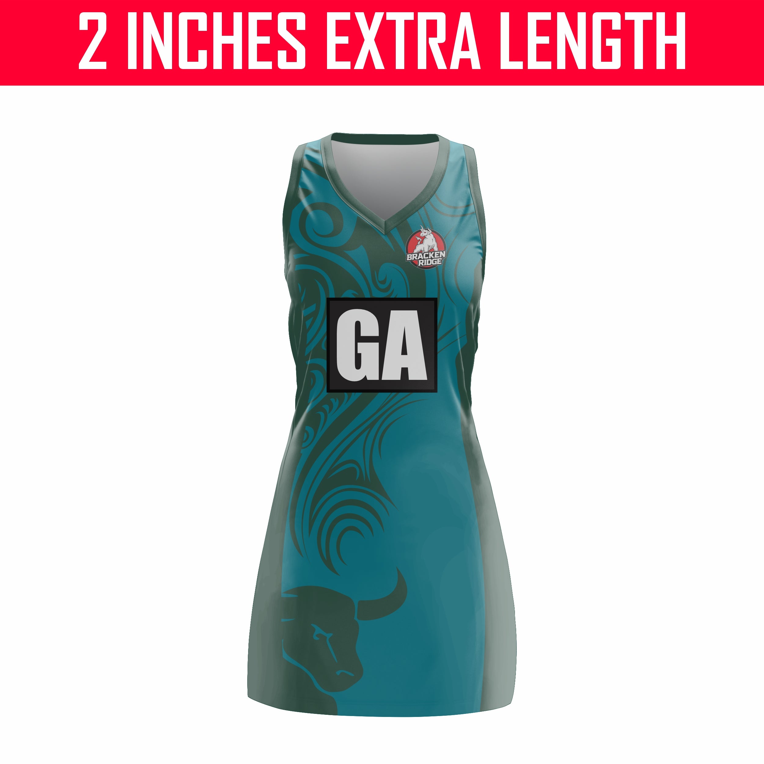 Bracken Ridge Bulls - Indoor Netball Dress (2 INCH EXTRA LENGTH)