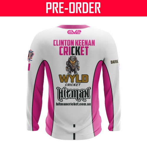 Clinton Keenan Cricket - Training Shirt White/Pink  L/S