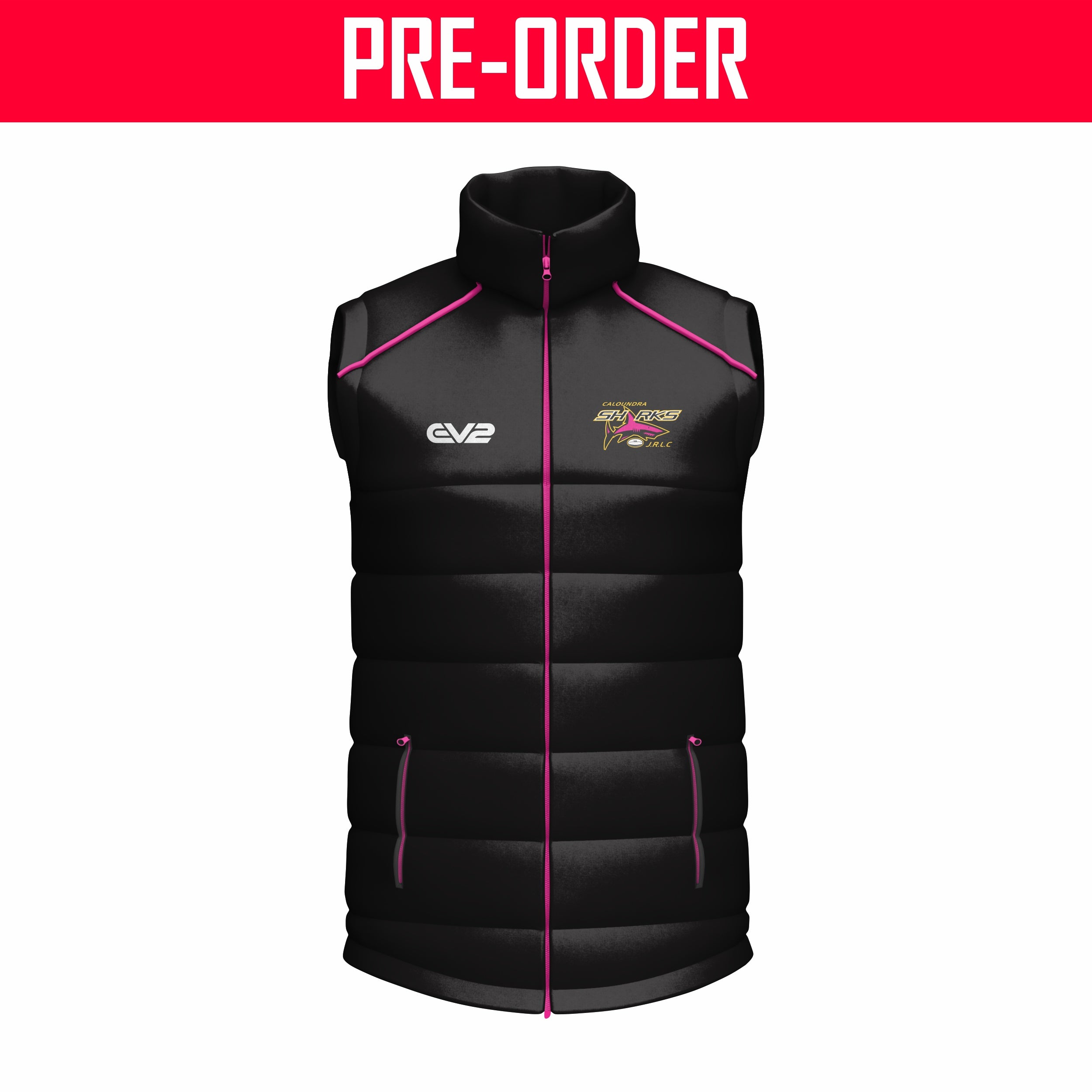 Caloundra Sharks JRL - Puffer Vest  - PINK