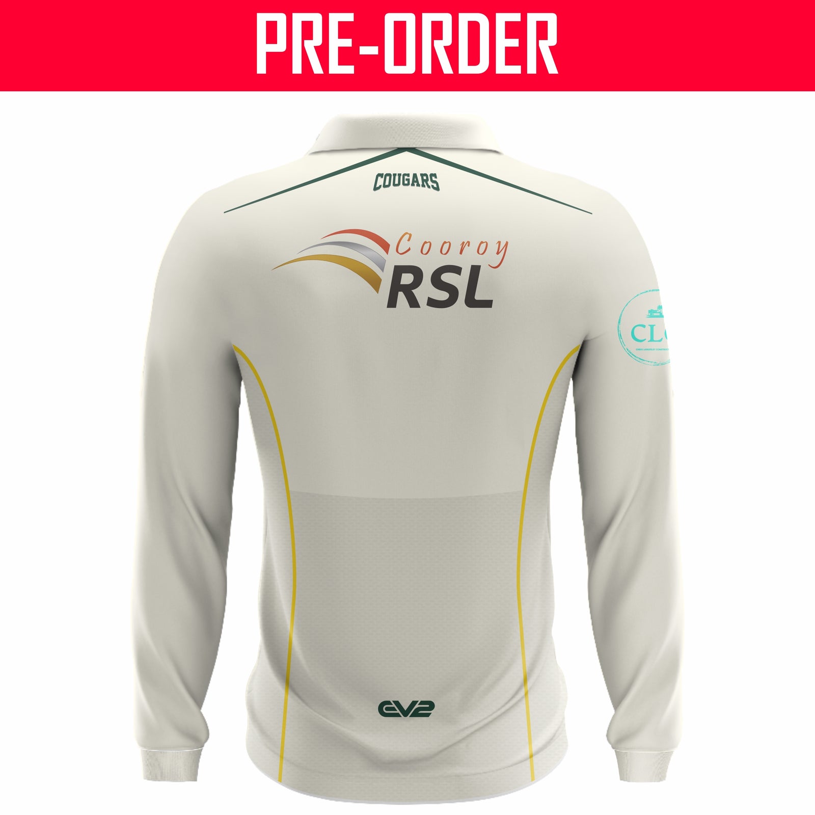 Cooroy-Eumundi Cougars Cricket Club - Champion Cricket Shirt - Long Sleeve White