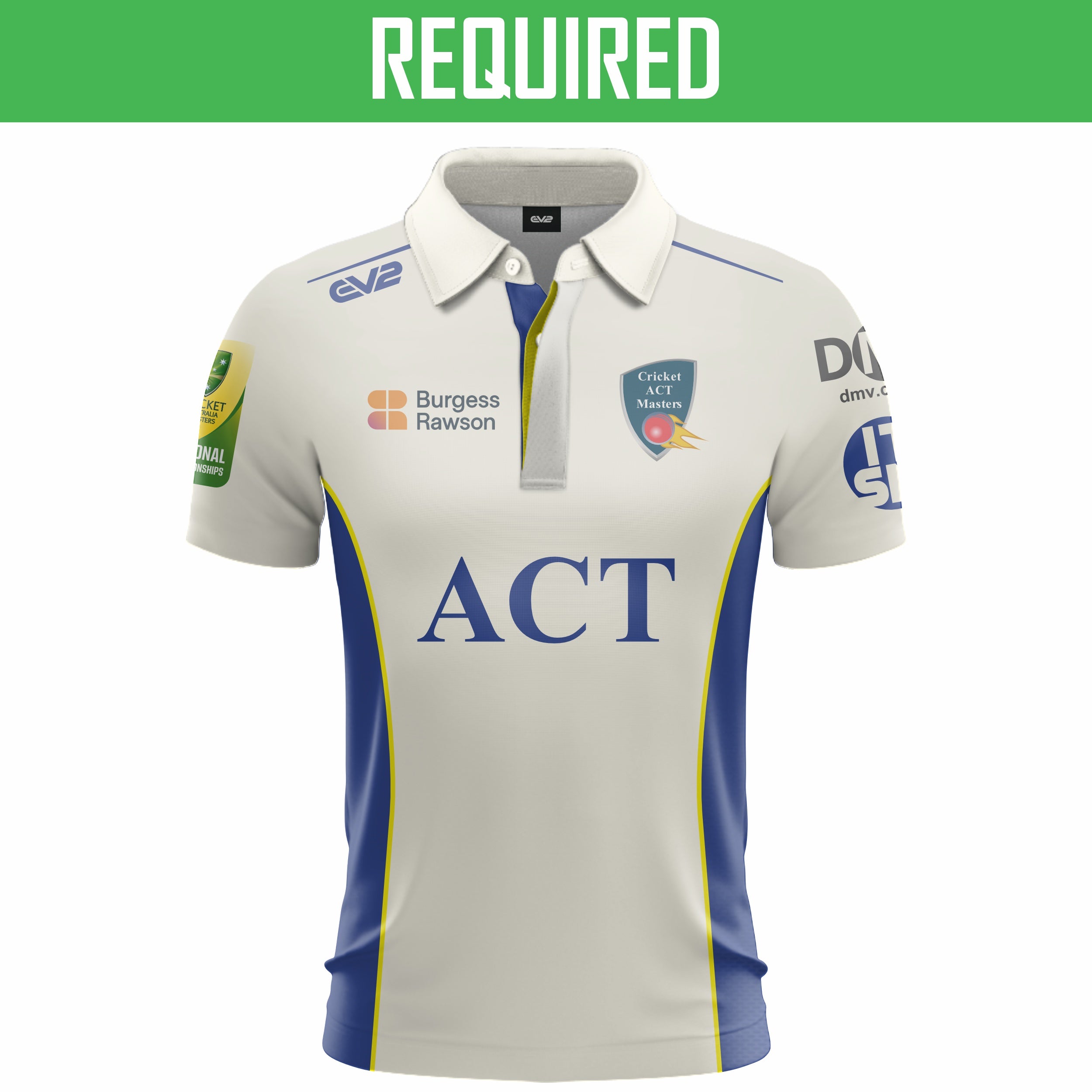 Cricket ACT Masters - Cricket Shirt S/S (60’s, 65’s, 70’s)
