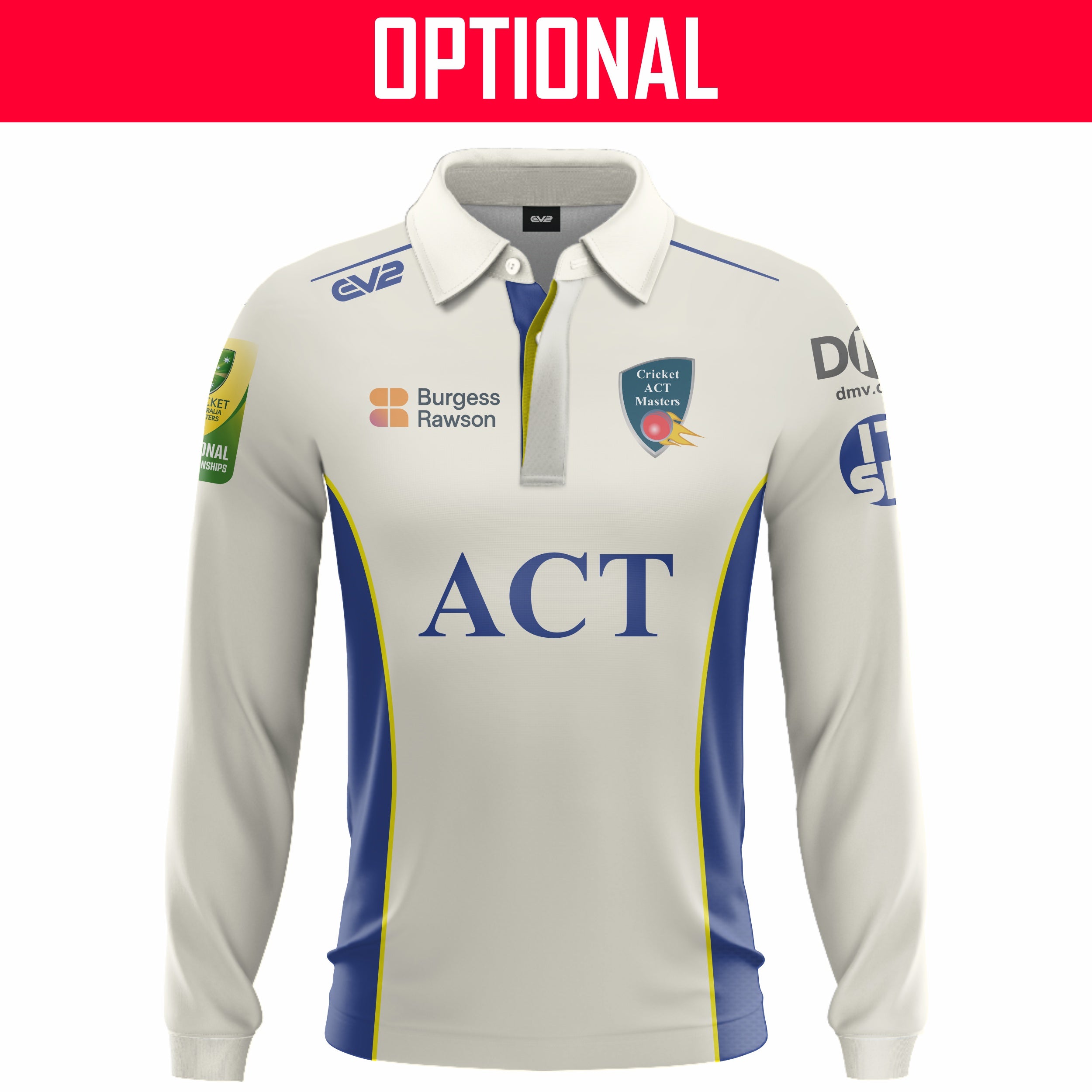 Cricket ACT Masters - Cricket Shirt L/S (60’s, 65’s, 70’s)