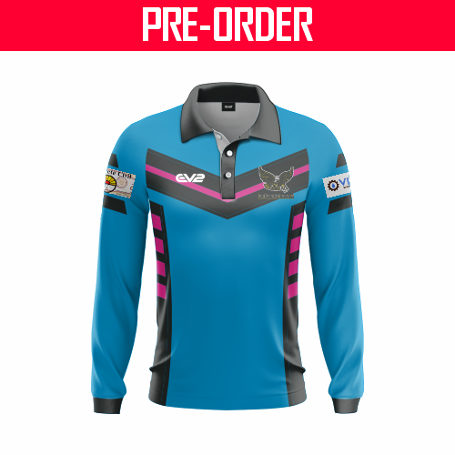 Hughenden Hawks JRL - Pink Long Sleeve Club Polo