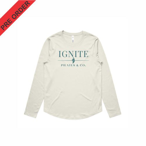 IGNITE PILATES & CO - WO'S MAPLE CURVE L/S TEE - 4021 - ECRU