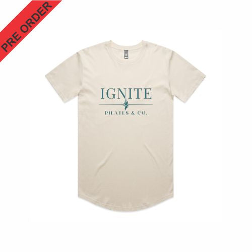 IGNITE PILATES & CO  - STAPLE CURVE TEE - 5076 - ECRU