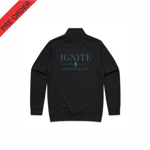 IGNITE PILATES & CO - UNISEX STENCIL 1/2 ZIP CREW - 5125 - BLACK