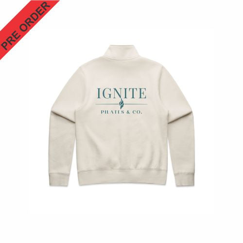 IGNITE PILATES & CO - UNISEX STENCIL 1/2 ZIP CREW - 5125 - ECRU