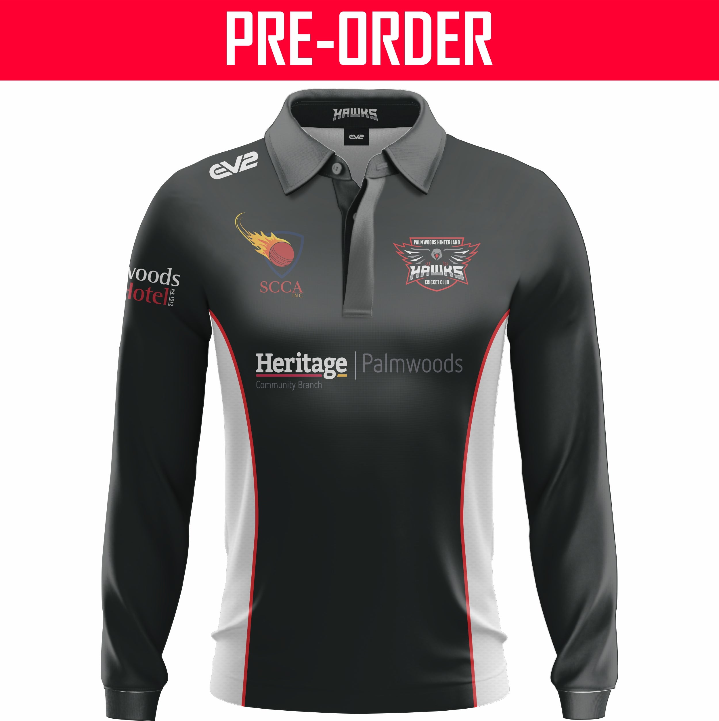 Palmwoods Hinterland Hawks Cricket Club - Champion Cricket Shirt L/S (MENS 1-DAY & T20)