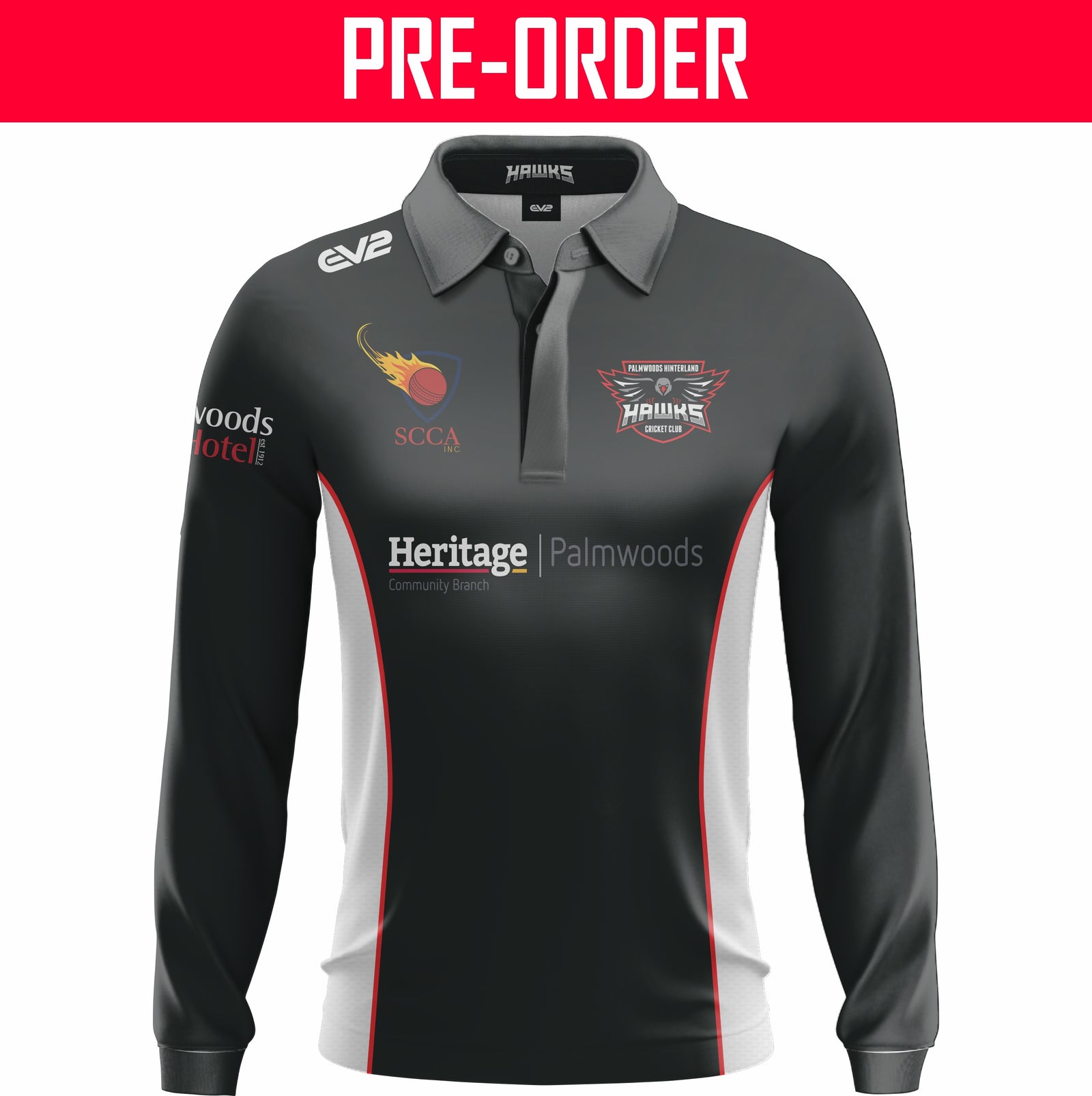 Palmwoods Hinterland Hawks Cricket Club - Champion Cricket Shirt L/S (MENS 1-DAY & T20)