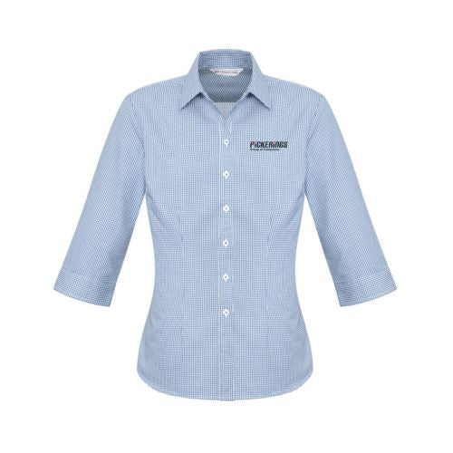 PICKERINGS INVESTMENTS S716LT LADIES ELLISON BUSINESS SHIRT BLUE CHECK