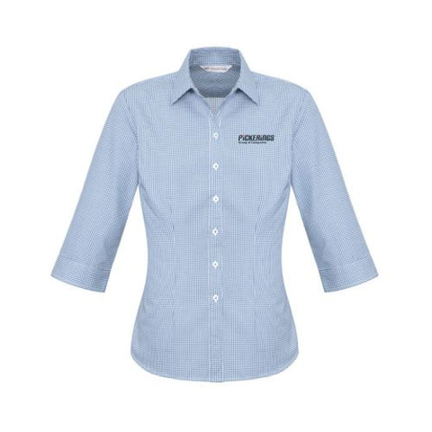 PICKERINGS INVESTMENTS S716ML MENS ELLISON BUSINESS SHIRT BLUE CHECK