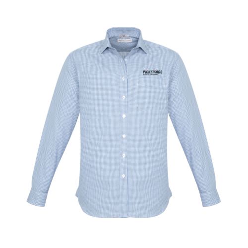 PICKERINGS INVESTMENTS S716ML MENS ELLISON BUSINESS SHIRT BLUE CHECK