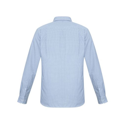 PICKERINGS INVESTMENTS S716ML MENS ELLISON BUSINESS SHIRT BLUE CHECK