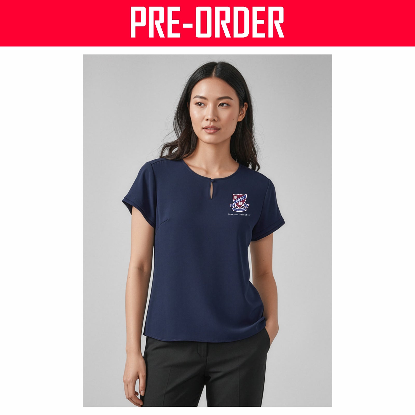 Wavell State High School - Evelyn Womens Short Sleeve Blouse - NAVY