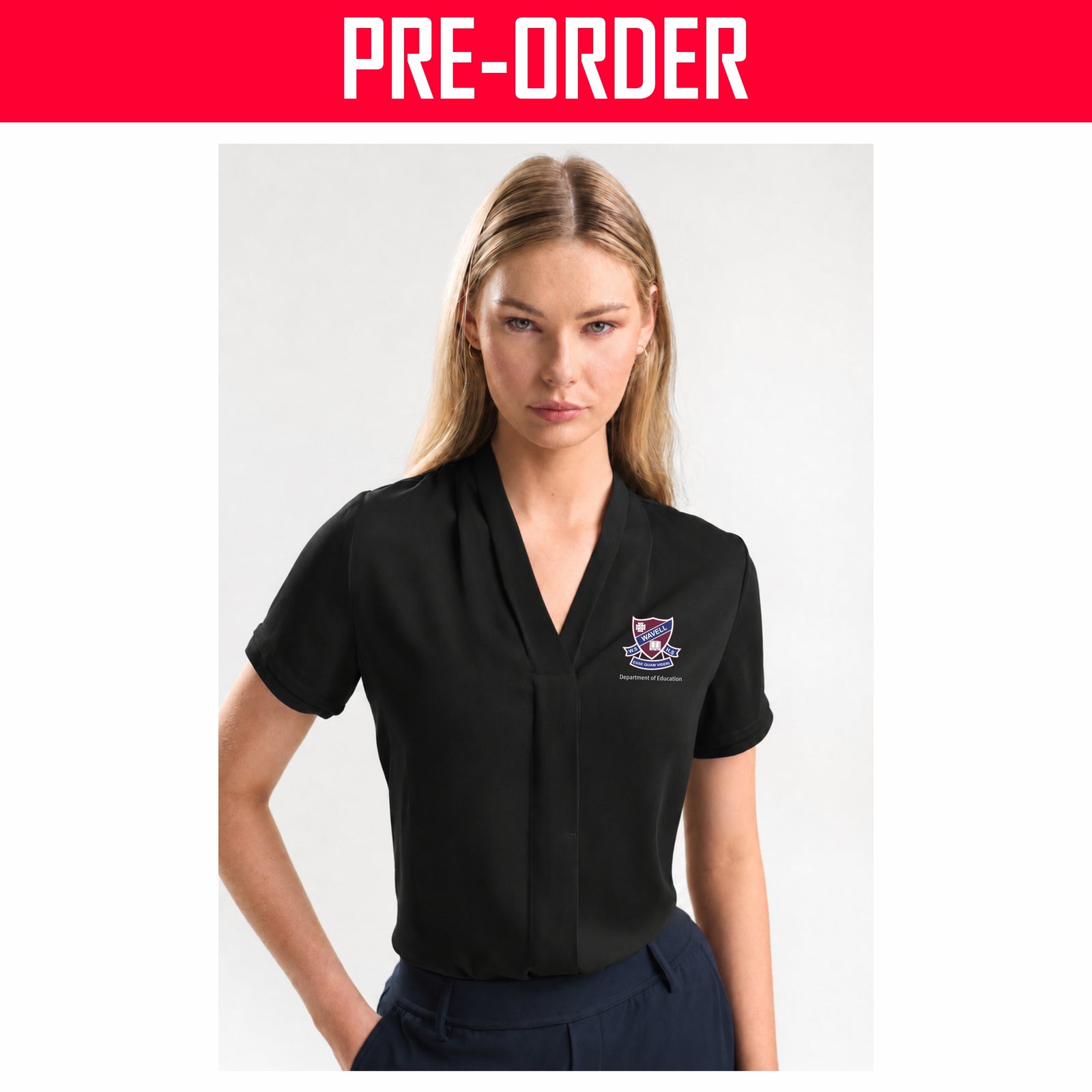 Wavell State High School - Madison Womens Short Sleeve Shirt - BLACK