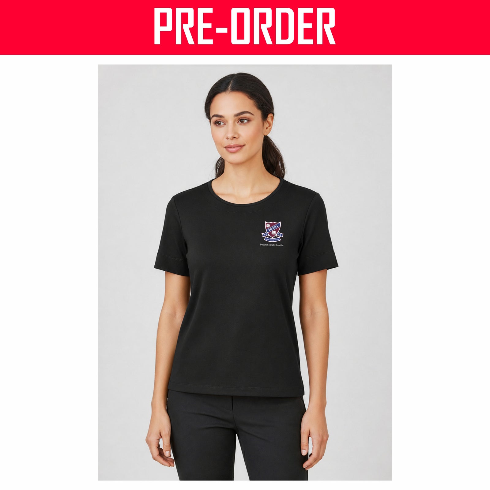 Wavell State High School - Marley Womens Short Sleeve Jersey Top - BLACK