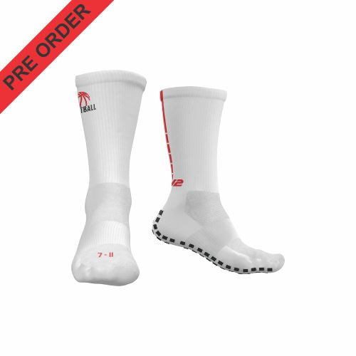 DT Basketball - Pro Crew Sock - with Grip - White