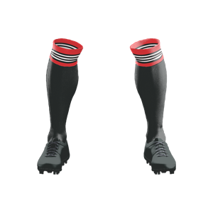 Socks 056 Black/Red/Black/White Stripes Stock Long Socks ($12 - $14). (x 24)