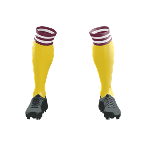 Socks 057 Gold/Maroon/2 White Stripes Stock Long Socks ($12 - $14). (x 35)