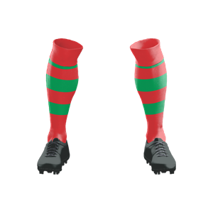 Socks 045 Red/Green Hoops Stock Long Socks ($12 - $14). (x 40)