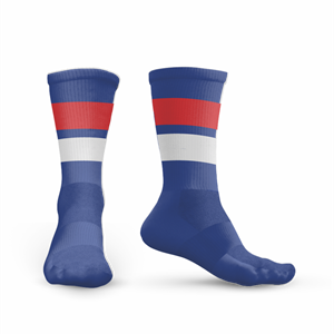 Socks 26 Royal/Red/White Hoops Crew Socks ($10 - $12). (x 100)