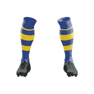 Socks 047 Royal/Gold Hoops Stock Long Socks ($12 - $14). (x 40)
