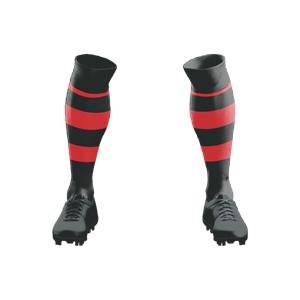 Socks 034 Black/Red Hoops Stock Long Socks ($12 - $14). (x 24)