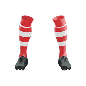 Socks 046 Red/White Hoops Stock Long Socks ($12 - $14). (x 26)